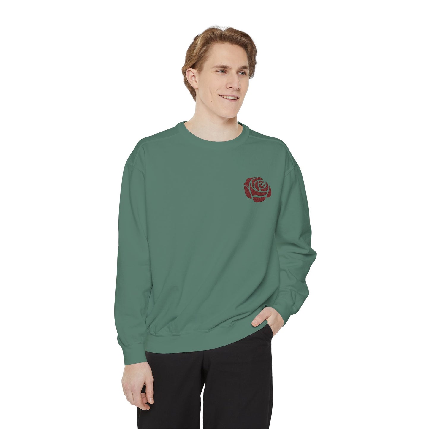 Rose Embroidered Sweatshirt - Vintage Style Comfort