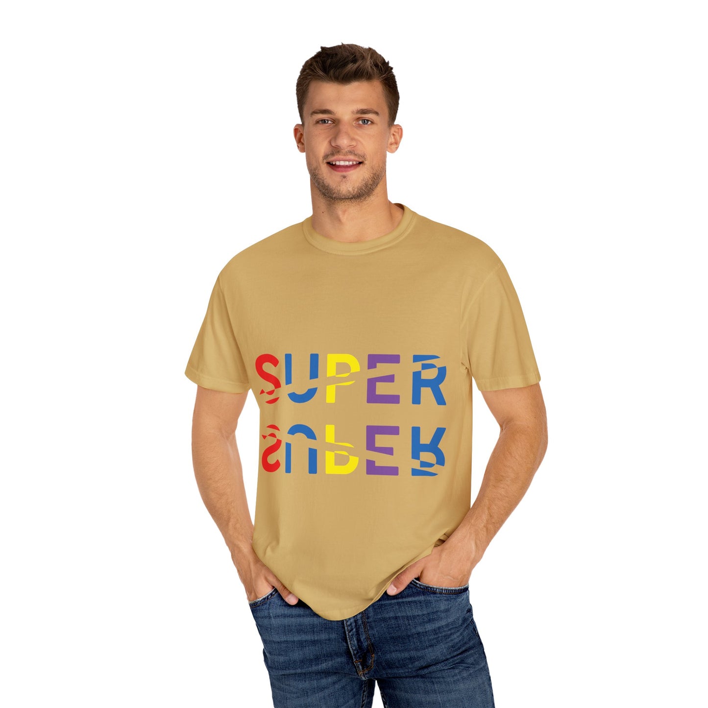 Colorful Super Graphic Unisex Garment-Dyed T-Shirt, Cute Casual Tee, Personalized Gift, Summer Outfit, Streetwear