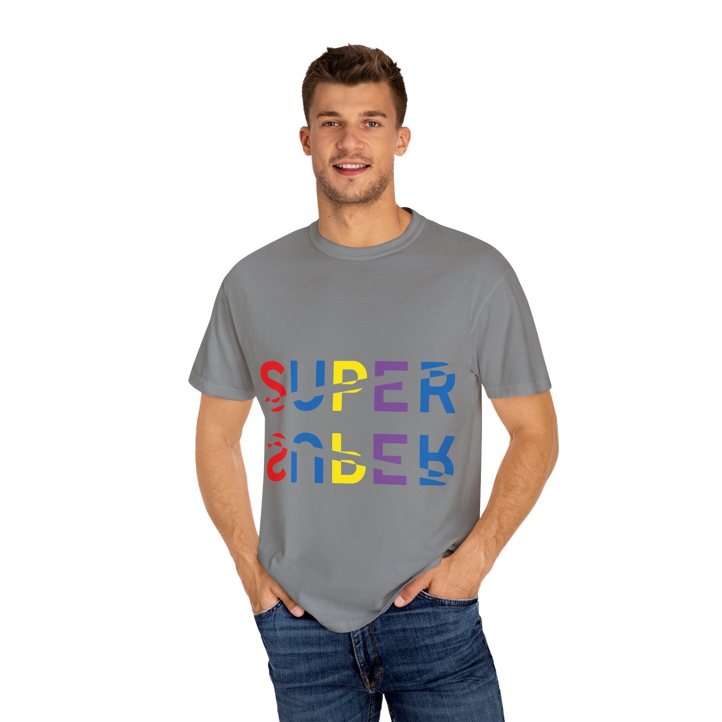 Colorful Super Graphic Unisex Garment-Dyed T-Shirt, Cute Casual Tee, Personalized Gift, Summer Outfit, Streetwear