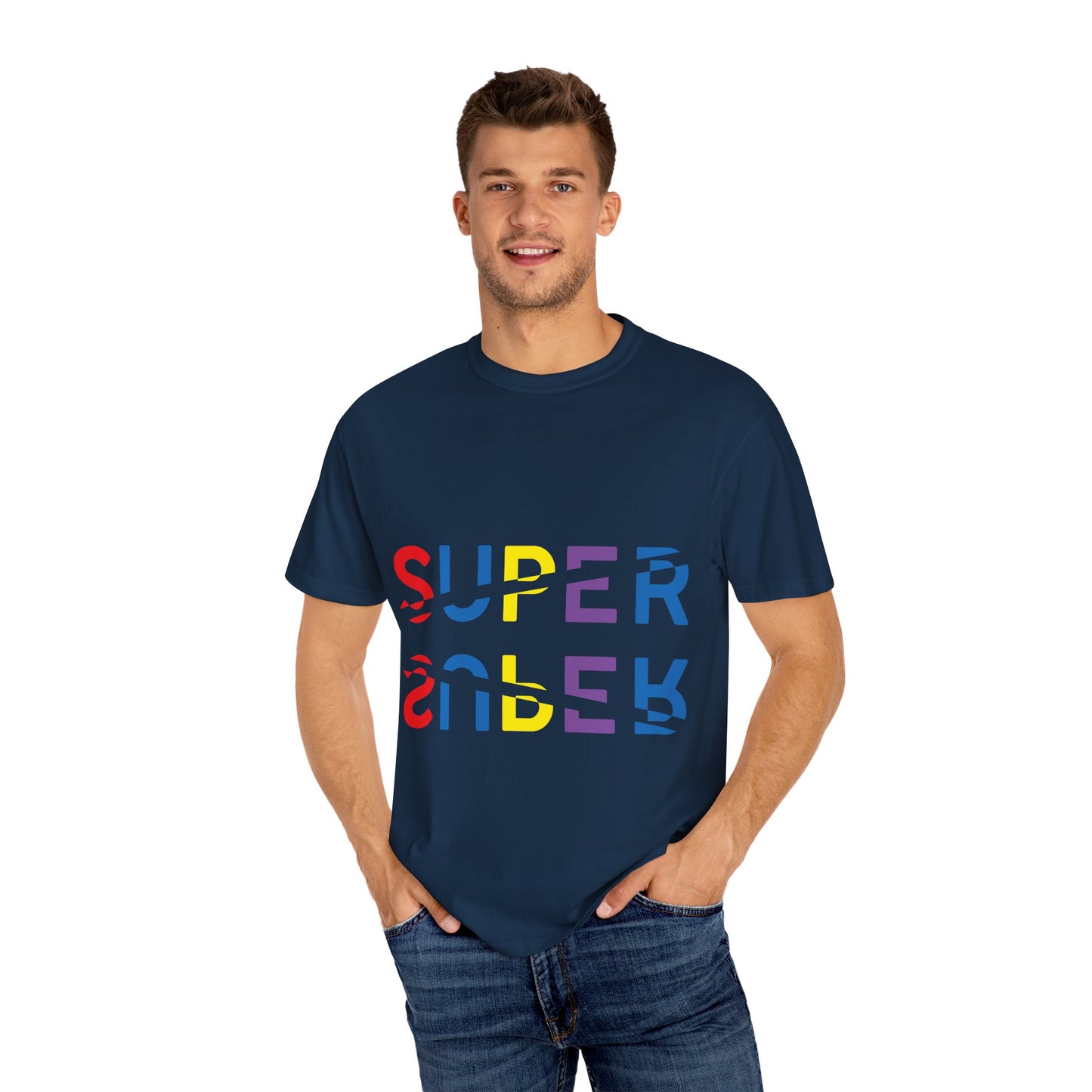 Colorful Super Graphic Unisex Garment-Dyed T-Shirt, Cute Casual Tee, Personalized Gift, Summer Outfit, Streetwear