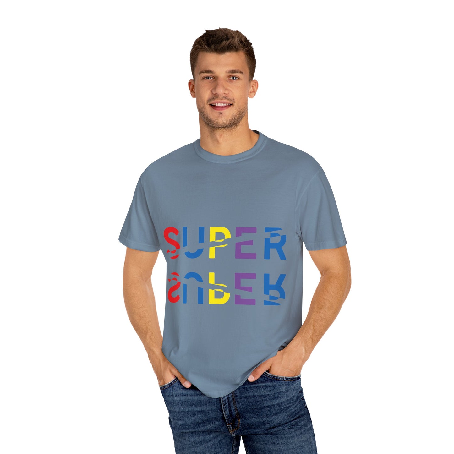 Colorful Super Graphic Unisex Garment-Dyed T-Shirt, Cute Casual Tee, Personalized Gift, Summer Outfit, Streetwear