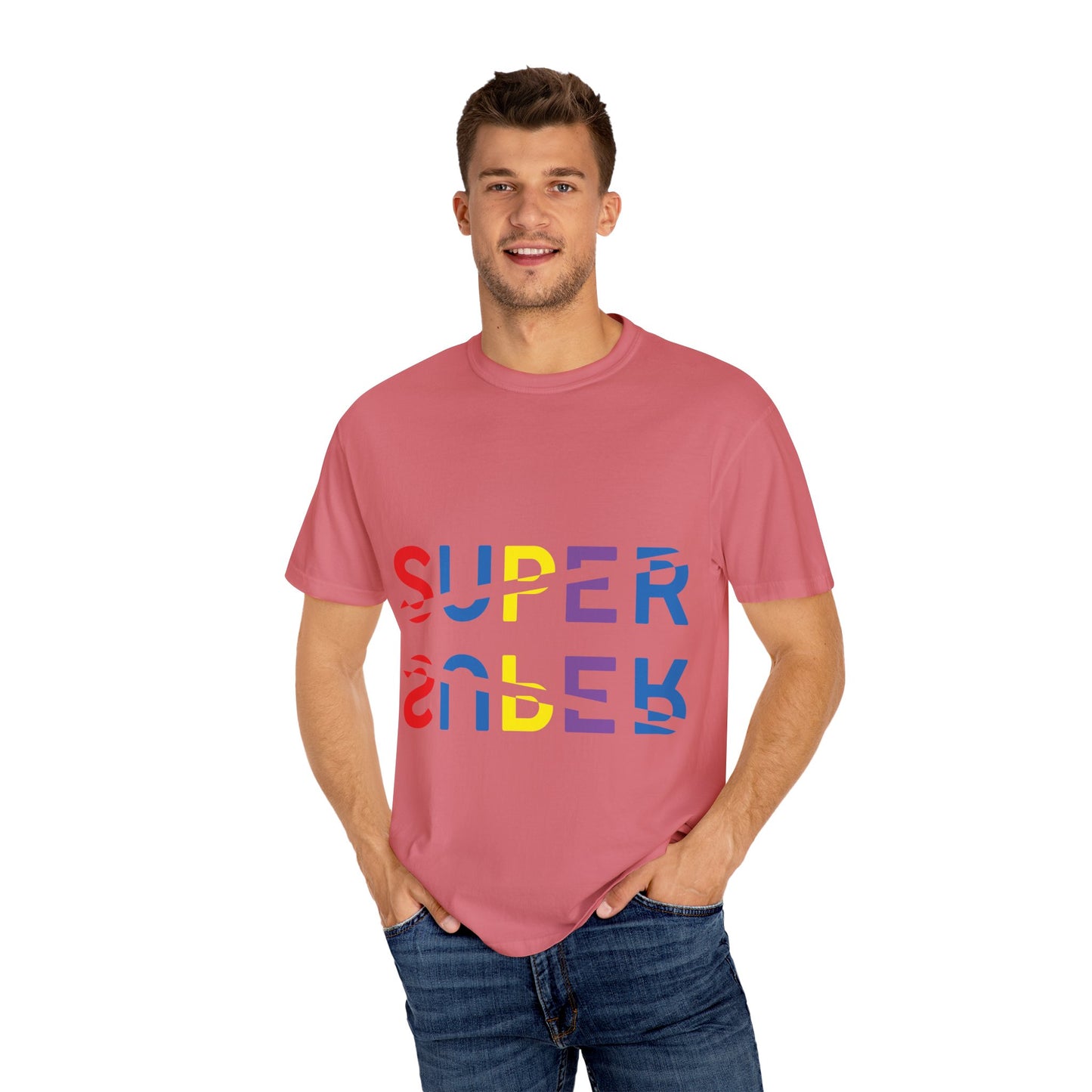 Colorful Super Graphic Unisex Garment-Dyed T-Shirt, Cute Casual Tee, Personalized Gift, Summer Outfit, Streetwear