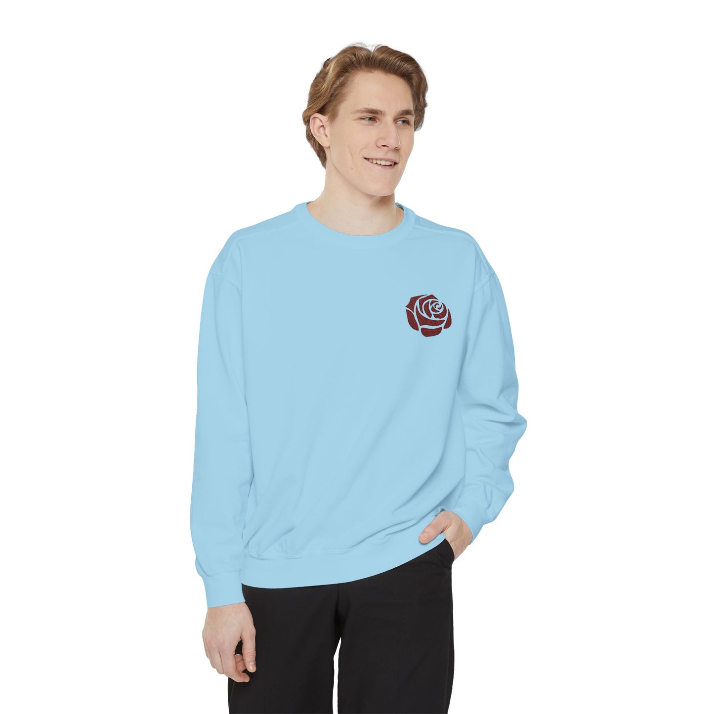 Rose Embroidered Sweatshirt - Vintage Style Comfort