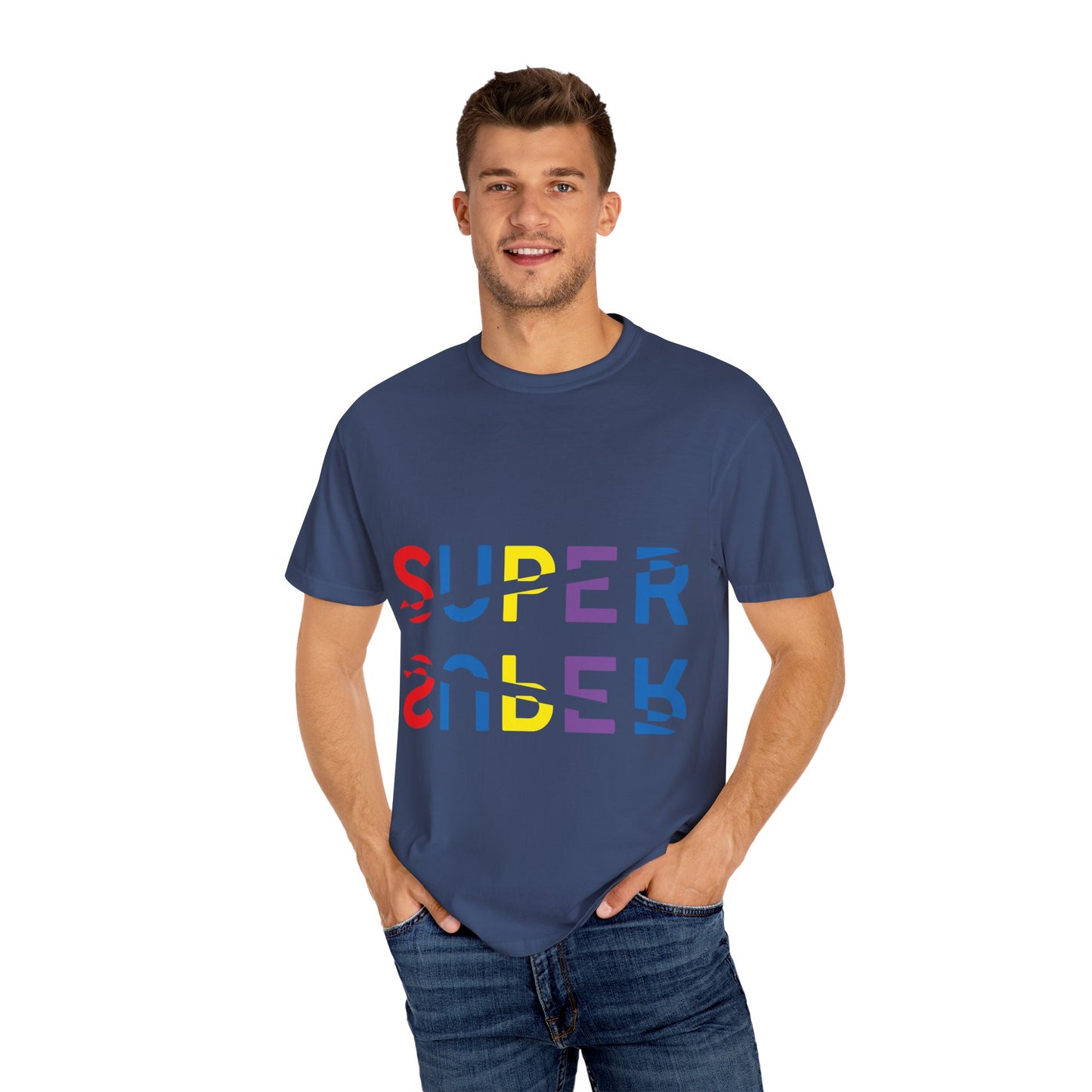 Colorful Super Graphic Unisex Garment-Dyed T-Shirt, Cute Casual Tee, Personalized Gift, Summer Outfit, Streetwear