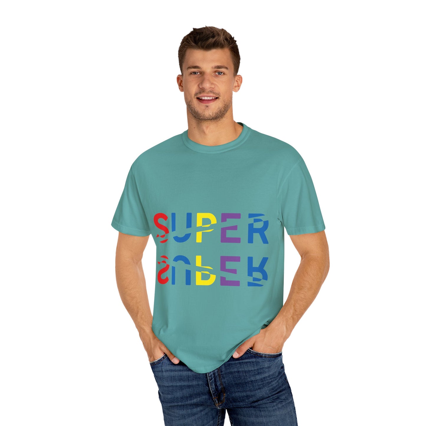 Colorful Super Graphic Unisex Garment-Dyed T-Shirt, Cute Casual Tee, Personalized Gift, Summer Outfit, Streetwear