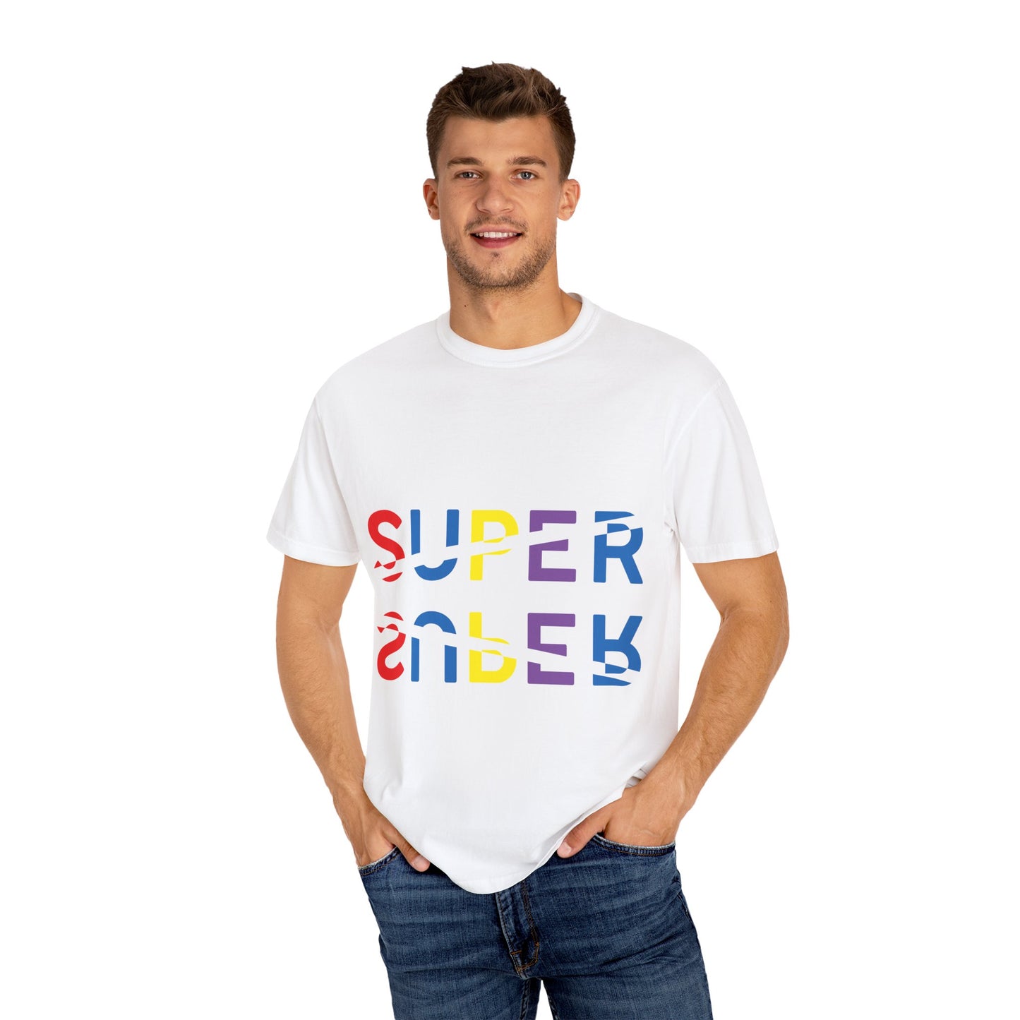 Colorful Super Graphic Unisex Garment-Dyed T-Shirt, Cute Casual Tee, Personalized Gift, Summer Outfit, Streetwear