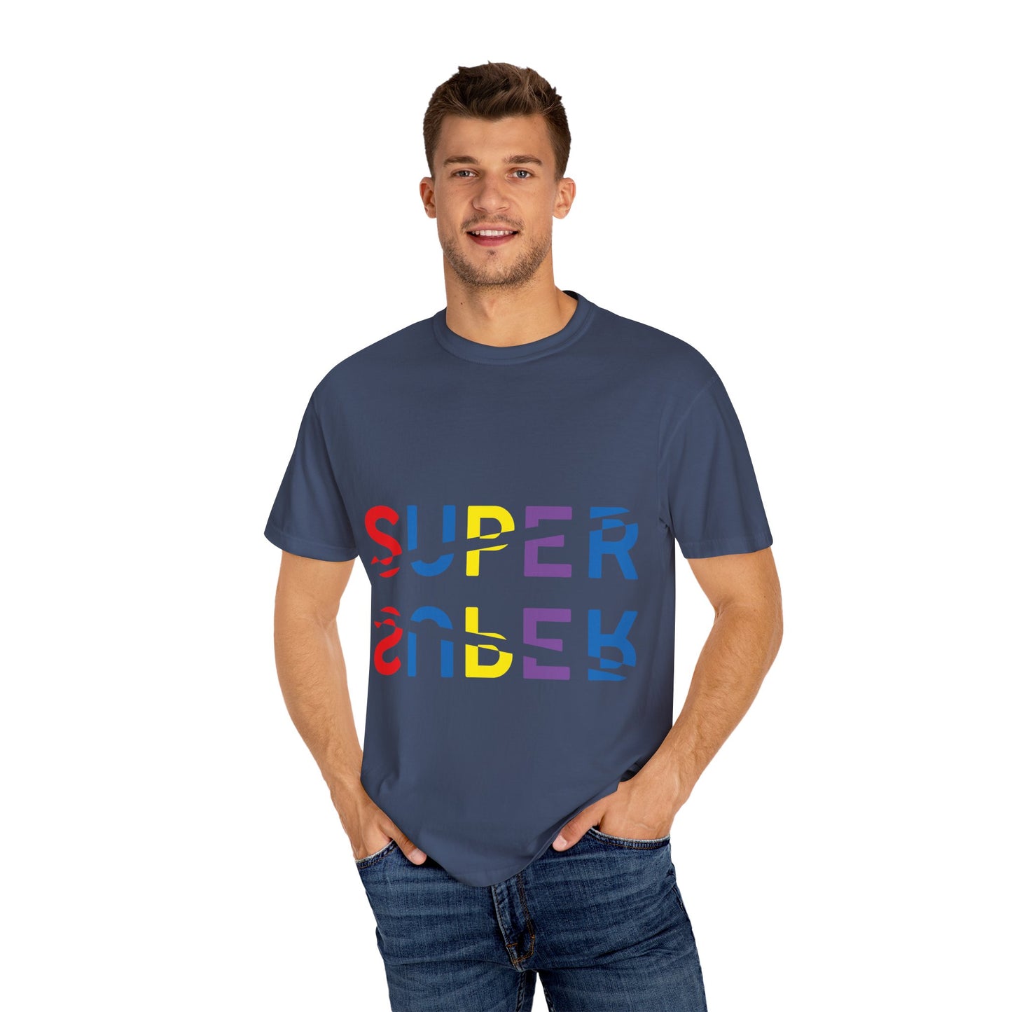 Colorful Super Graphic Unisex Garment-Dyed T-Shirt, Cute Casual Tee, Personalized Gift, Summer Outfit, Streetwear