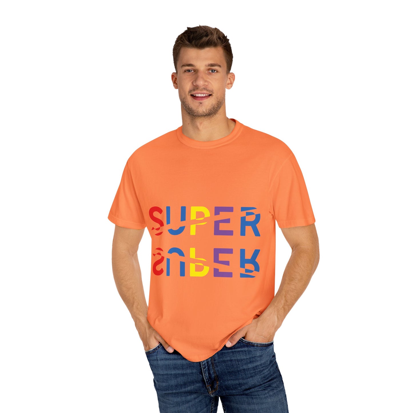 Colorful Super Graphic Unisex Garment-Dyed T-Shirt, Cute Casual Tee, Personalized Gift, Summer Outfit, Streetwear