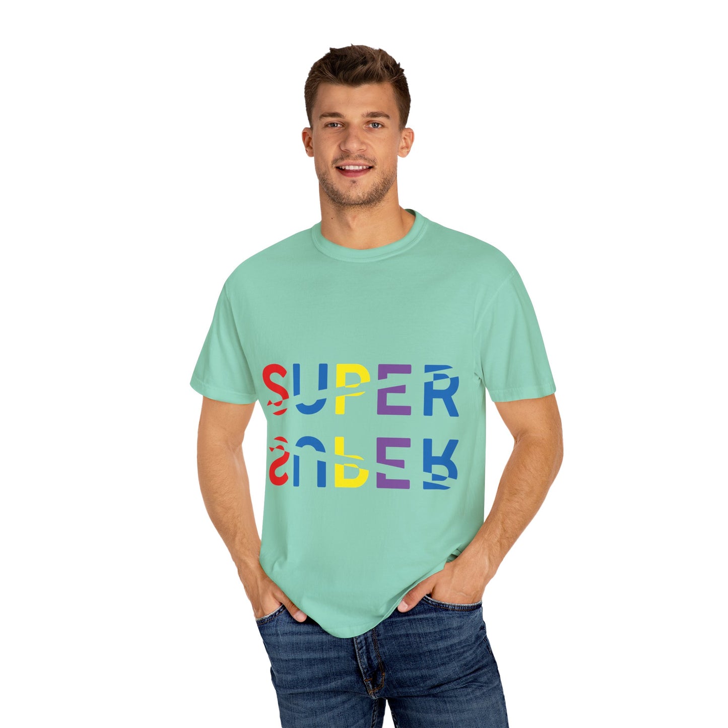 Colorful Super Graphic Unisex Garment-Dyed T-Shirt, Cute Casual Tee, Personalized Gift, Summer Outfit, Streetwear