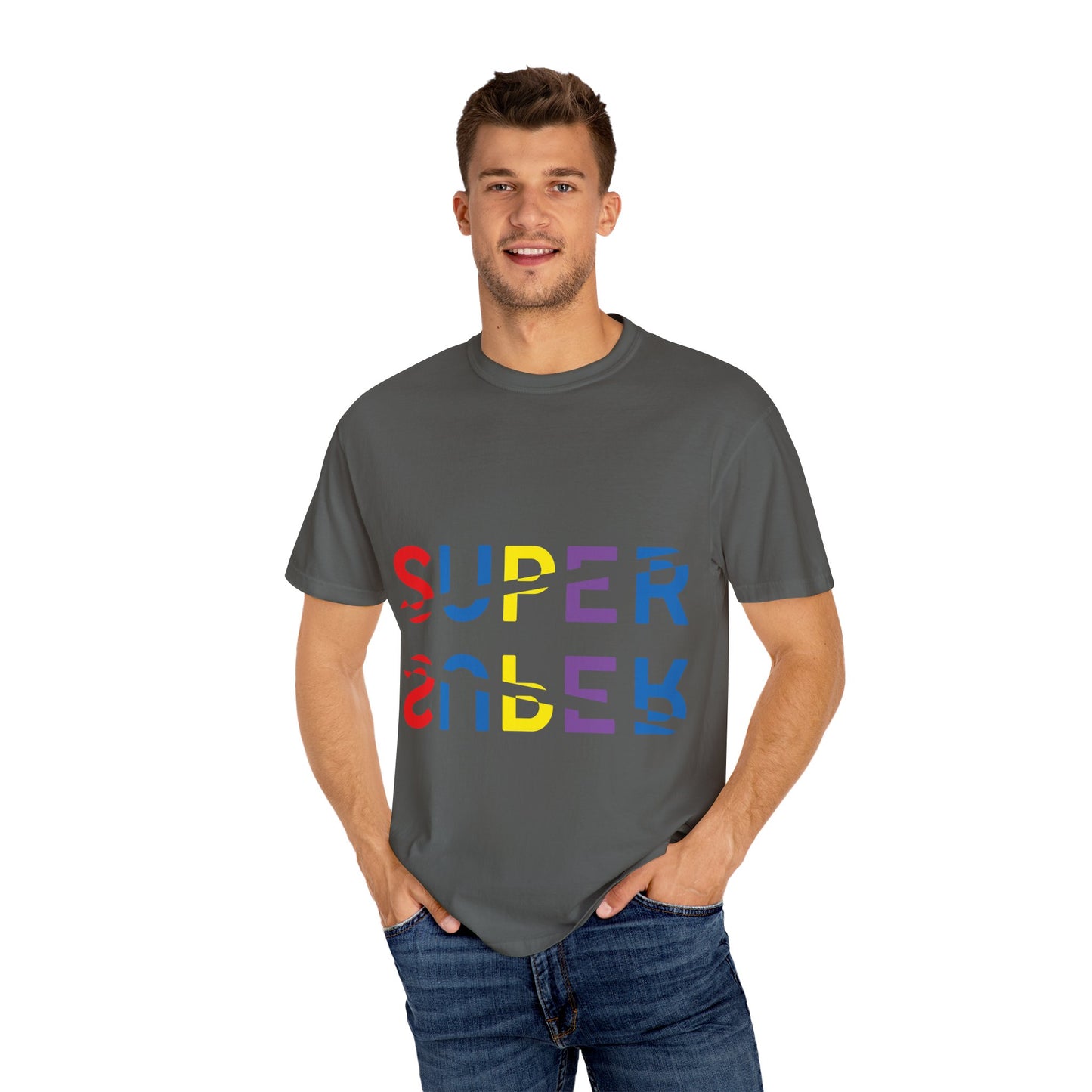 Colorful Super Graphic Unisex Garment-Dyed T-Shirt, Cute Casual Tee, Personalized Gift, Summer Outfit, Streetwear